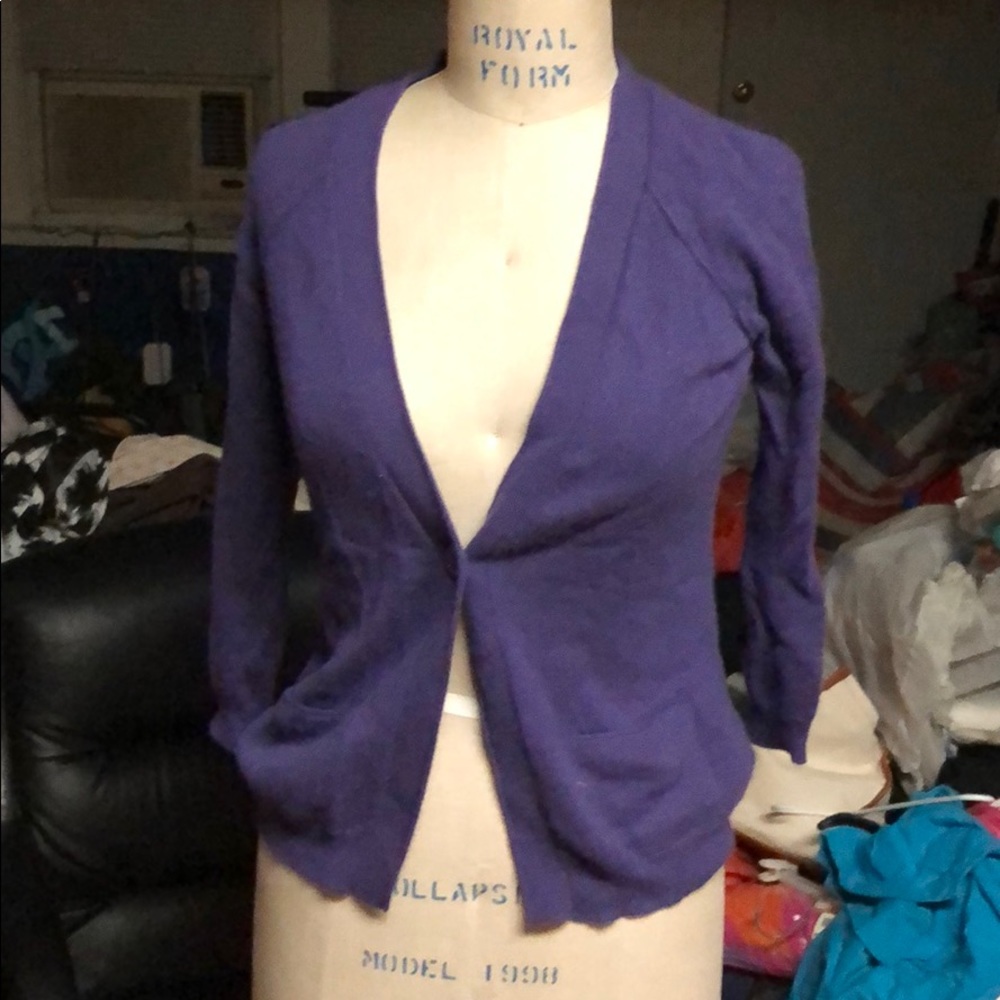 Sutton Cashmere purple cardigan size small